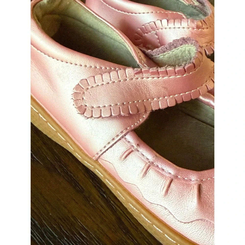 Livie & Luca Mary Jane Kids Size 12 Pink Excellent Ruffle Metallic Leather Shoes